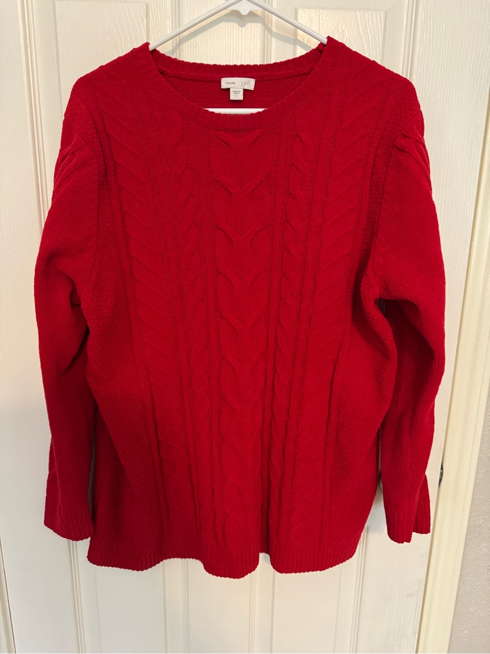 Classic Cable Knit Red Sweater - Women